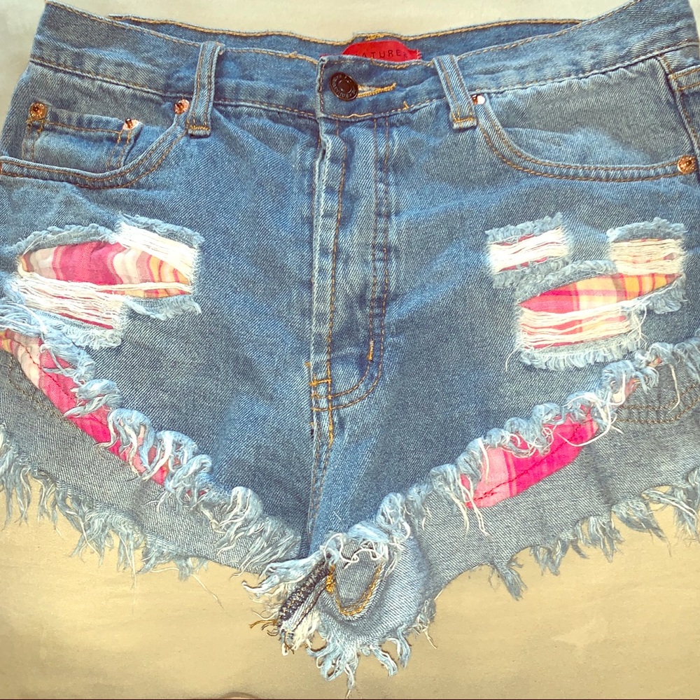 Denim ripped shorts